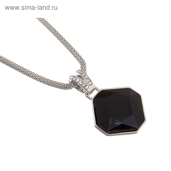 Кулон "Восьмиугольник", цвет черный в серебре, 45см - Фото 1
