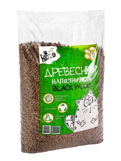 Наполнитель древесный "КОТЭ" Blackwood, 15 кг