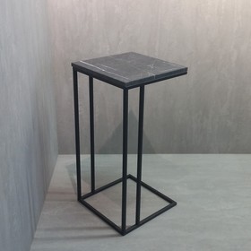 Стол приставной Лофт Nabag, 350х350х710, Черный мрамор/Черный муар