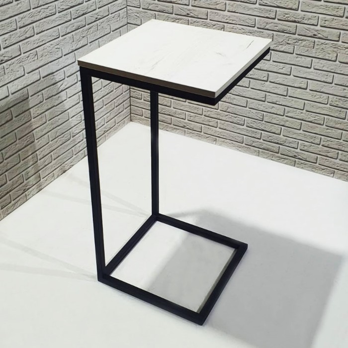Стол приставной Simple, 350×350×716 мм, цвет дуб белый/чёрный муар - Фото 1
