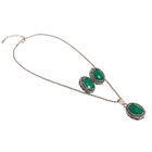 Гарнитур 2 предмета: серьги, кулон "Круги" галантность, цвет зеленый в серебре - Фото 2