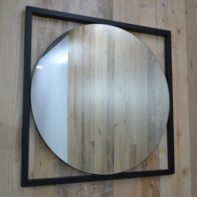 Зеркало круглое навесное Gold, 600х20х600, Черный муар