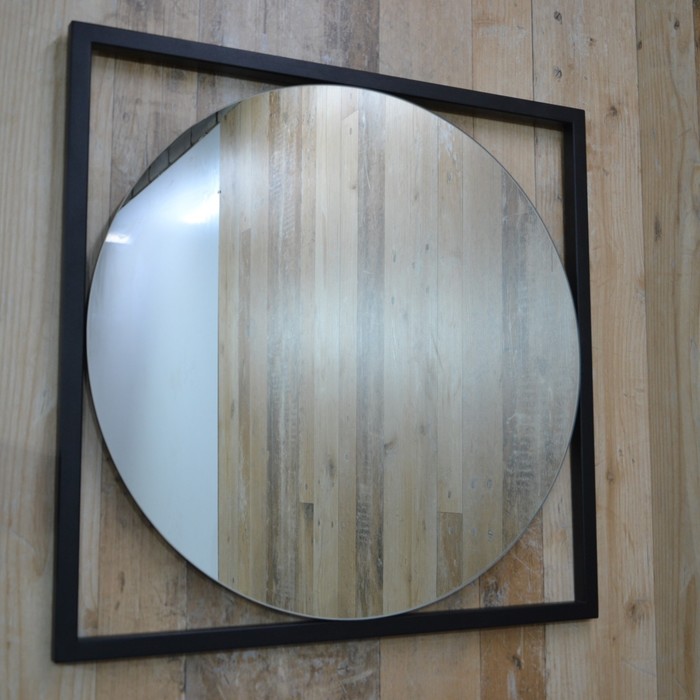 Зеркало круглое навесное Gold, 800х20х800, Черный муар
