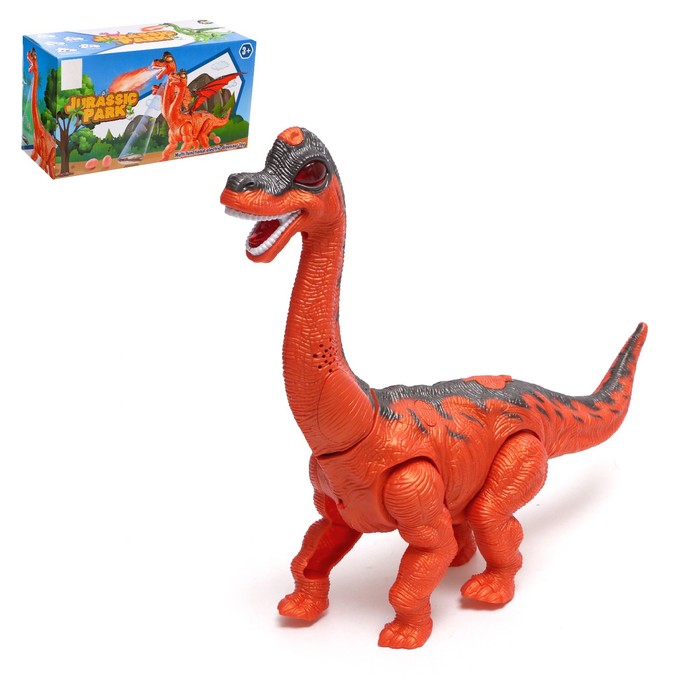 Динозавр «Диплодок», эффект дыма, откладывает яйца, с проектором, цвет оранжевый - Фото 1