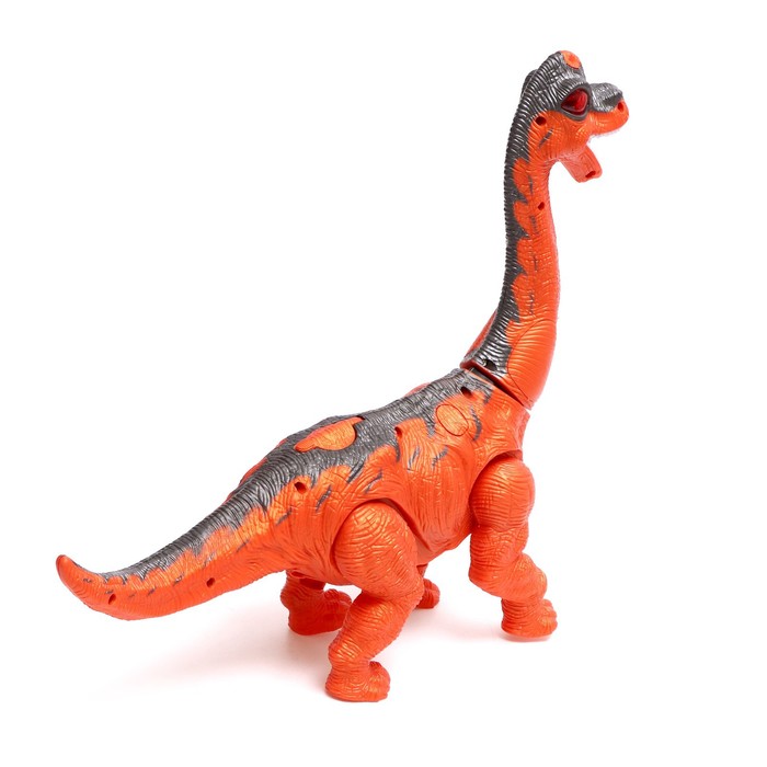 Динозавр «Диплодок», эффект дыма, откладывает яйца, с проектором, цвет оранжевый - фото 1884017862