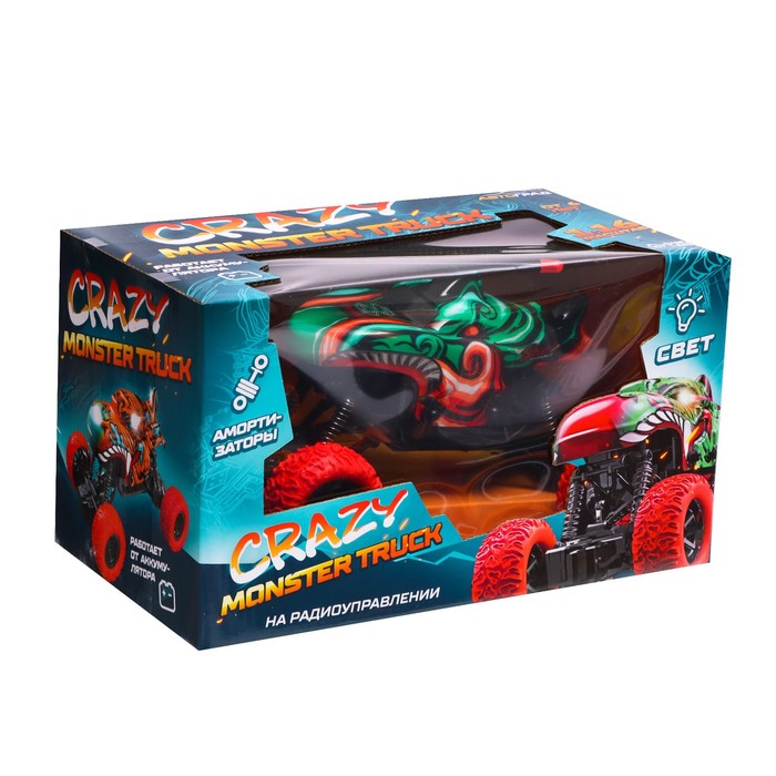 Джип радиоуправляемый MONSTER, 1:16, свет, работает от аккумулятора, цвет красный 57741