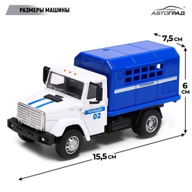 Грузовик металлический «ЗИЛ «Полиция», инерция, масштаб 1:43, подвижные детали кузова