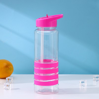 Бутылка для воды Доляна «Спорт», с трубочкой, 700 мл, 23.5×7.5×8.5 см, пластик, МИКС