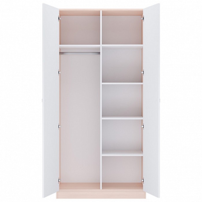 Шкаф прямой двухстворчатый Polini kids Simple, 898×516×1900 мм, цвет дуб пастельный-белый