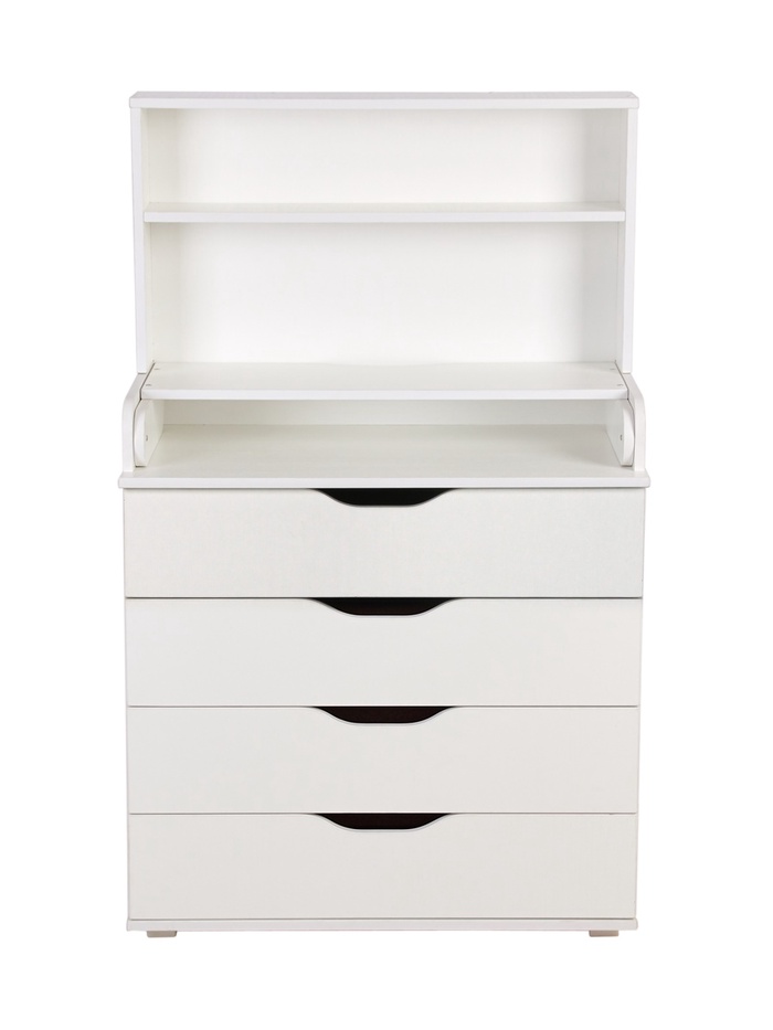 Комод пеленальный, со стеллажом Polini kids Simple 2581, 467×804×1367 мм, белый - Фото 1