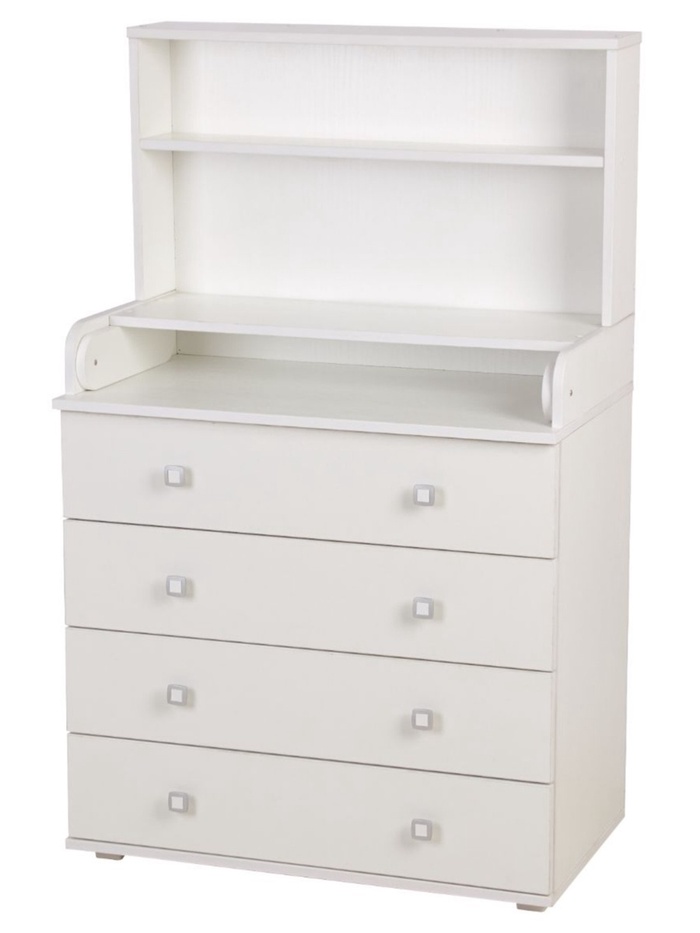 Комод со стеллажом Polini kids Simple 2580, 467×804×1367 мм, белый - Фото 1