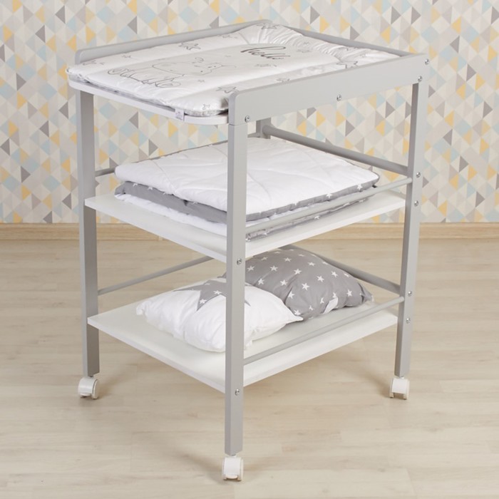 Пеленальный столик Polini kids Simple 1090, 565×714×915 мм, серо-белый - Фото 1