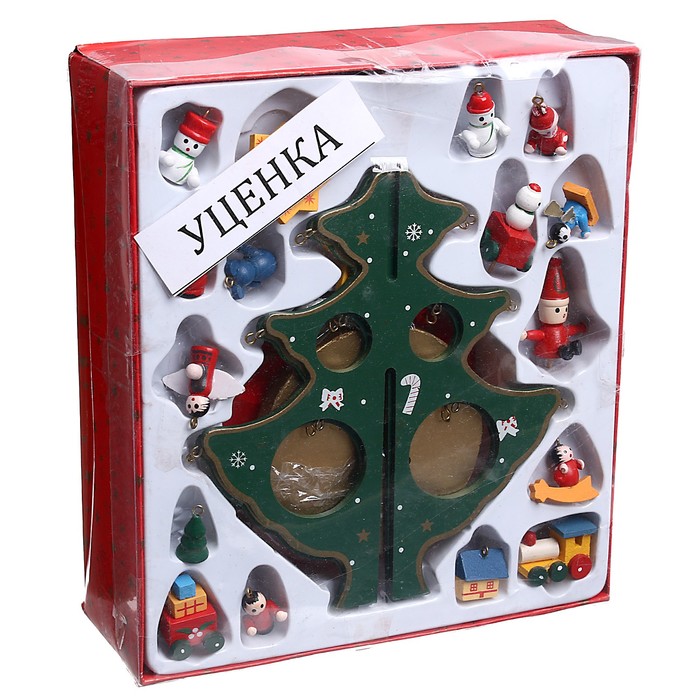 УЦЕНКА Сувенир новогодний «Ель на подставке с игрушками» (набор 18 предметов,) музыкальная, заводная - Фото 1