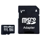 Карта памяти OltraMax MicroSD, 8 Гб, SDHC, класс 4, с адаптером SD 9308353 - фото 10802992