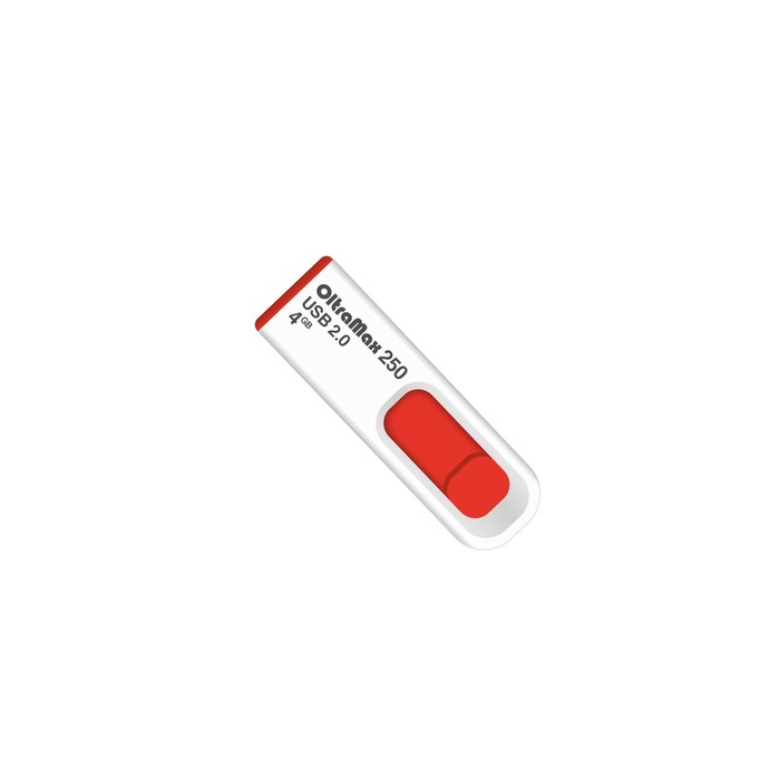 Флешка OltraMax 250, 4 Гб, USB2.0, чт до 15 Мб/с, зап до 8 Мб/с, красная - фото 51302984