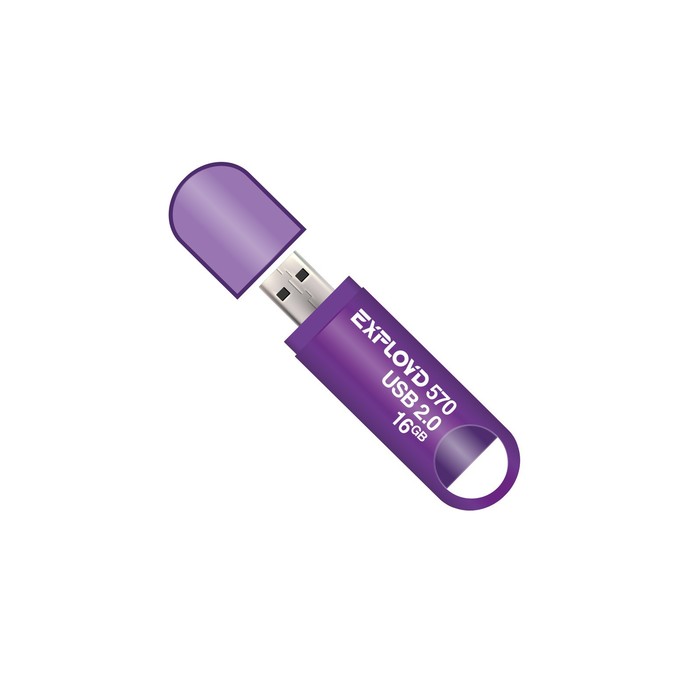 

Флешка Exployd 570, 16 Гб, USB2.0, чт до 15 Мб/с, зап до 8 Мб/с, фиолетовая