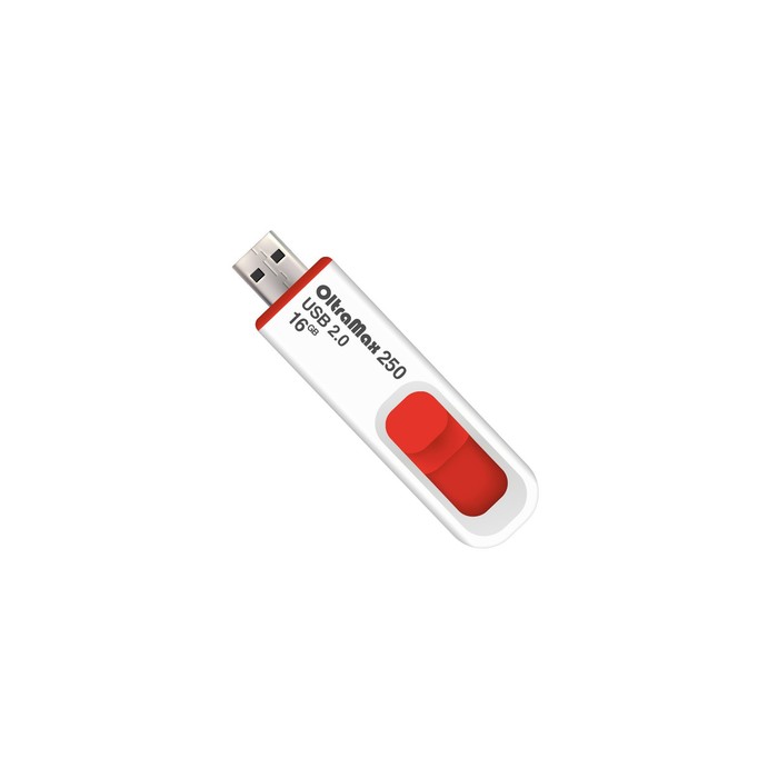 

Флешка OltraMax 250, 16 Гб, USB2.0, чт до 15 Мб/с, зап до 8 Мб/с, красная