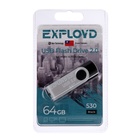 Флешка Exployd 530, 64 Гб, USB2.0, чт до 15 Мб/с, зап до 8 Мб/с, чёрная - фото 9766175
