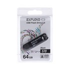 Флешка Exployd 570, 64 Гб, USB2.0, чт до 15 Мб/с, зап до 8 Мб/с, чёрная - фото 8146822