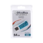 Флешка OltraMax 230, 64 Гб, USB2.0, чт до 15 Мб/с, зап до 8 Мб/с, синяя - фото 319113028