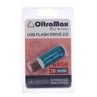 Флешка OltraMax 230, 64 Гб, USB2.0, чт до 15 Мб/с, зап до 8 Мб/с, синяя - фото 8034339