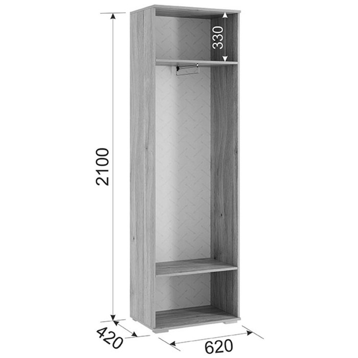 Шкаф двухдверный «Лайк 08.01», 620 × 420 × 2100 мм, цвет дуб мария / галька - фото 1907558237