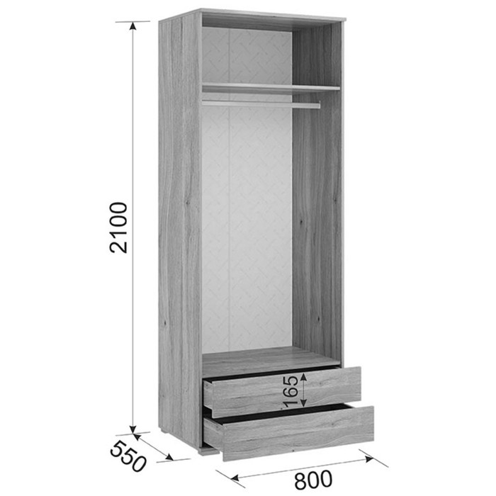 Шкаф двухдверный «Лайк 55.01», 800 × 550 × 2100 мм, цвет дуб мария / галька - фото 1907558278