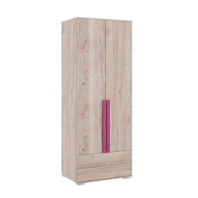 Шкаф двухдверный «Лайк 55.01», 800 × 550 × 2100 мм, цвет дуб мария / фуксия