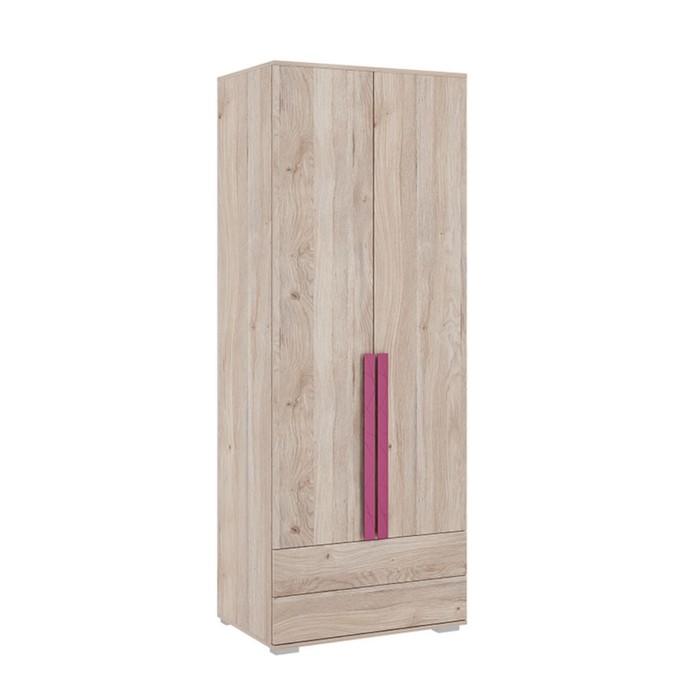 Шкаф двухдверный «Лайк 55.01», 800 × 550 × 2100 мм, цвет дуб мария / фуксия - фото 1907558331