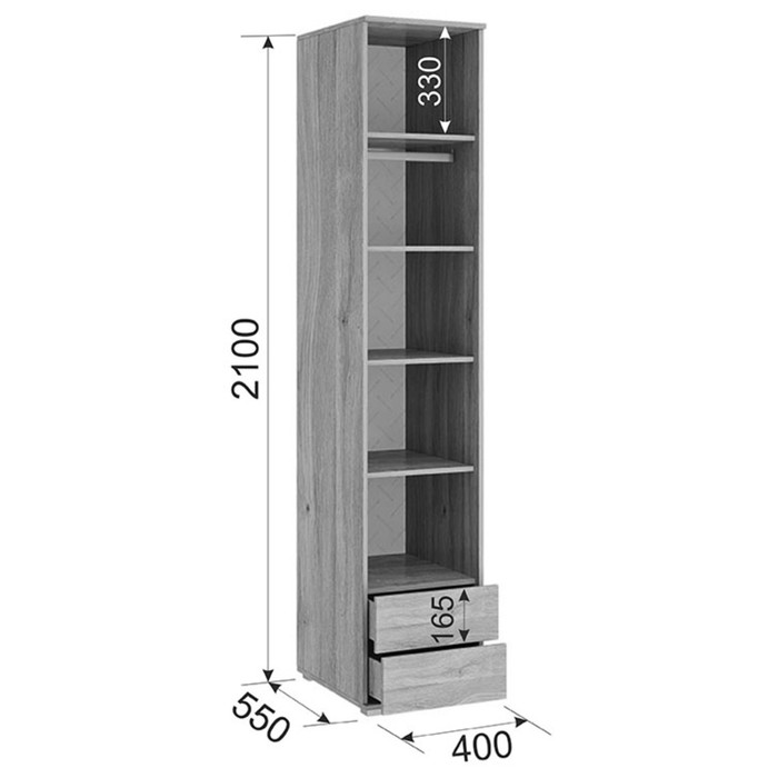 Шкаф однодверный «Лайк 54.01», 400 × 550 × 2100 мм, цвет дуб мария / графит - фото 1911825723