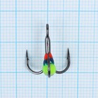 Крючок-тройник светофор Namazu, с каплей и камнем, 8 (INT), цвет RYB,  в упаковке 5 шт. - фото 24288603