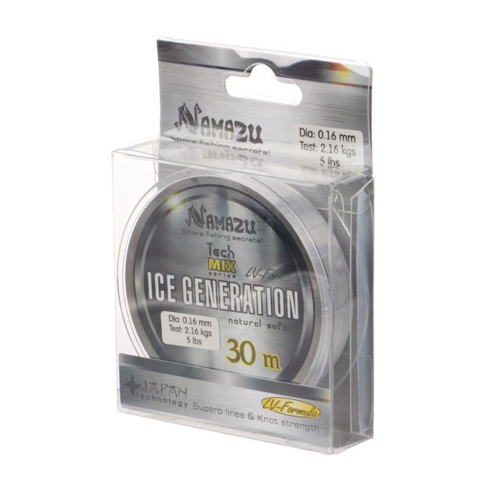 Леска Namazu Ice Generation, диаметр 0.16 мм, тест 2.16 кг, 30 м, прозрачная - Фото 1
