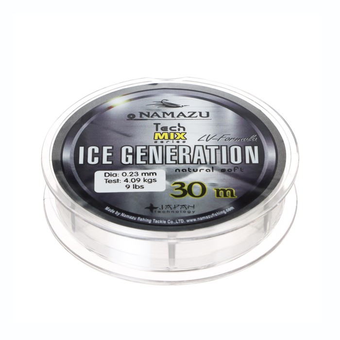 Леска Namazu Ice Generation, диаметр 0.23 мм, тест 4.09 кг, 30 м, прозрачная - Фото 1