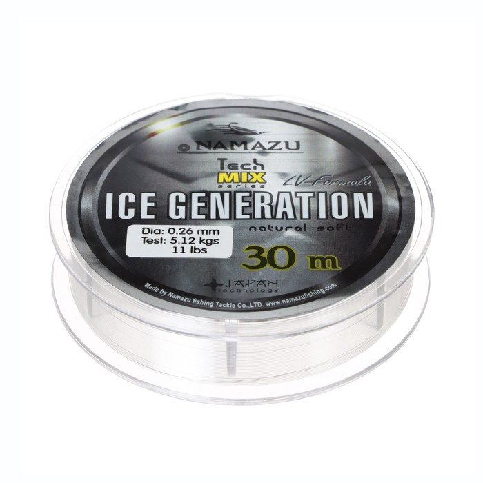 Леска Namazu Ice Generation, диаметр 0.26 мм, тест 5.12 кг, 30 м, прозрачная - Фото 1