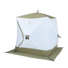 Палатка зимняя куб "СЛЕДОПЫТ" Premium, 1.8 х 1.8 м, 3-х местная, 3 слоя, цвет белый/олива - фото 319113242