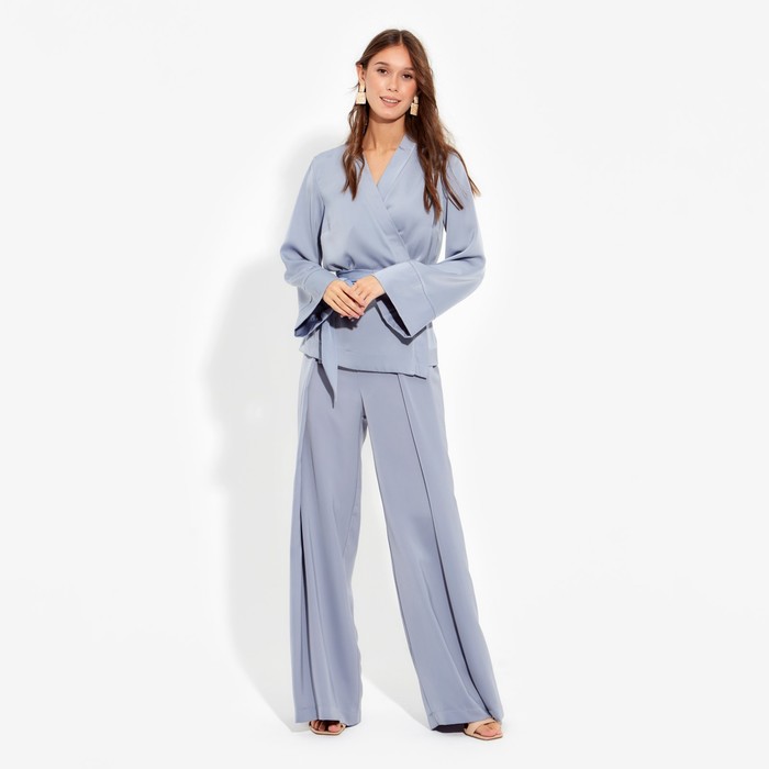 Костюм женский (жакет, брюки) MINAKU: Silk pleasure, серо-голубой, размер 46