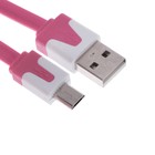 Кабель OXION DCC328, microUSB - USB, зарядка + передача данных, 1 м, плоский, розовый - фото 10053772