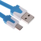 Кабель OXION DCC328, microUSB - USB, зарядка + передача данных, 1 м, плоский, синий - фото 319113549