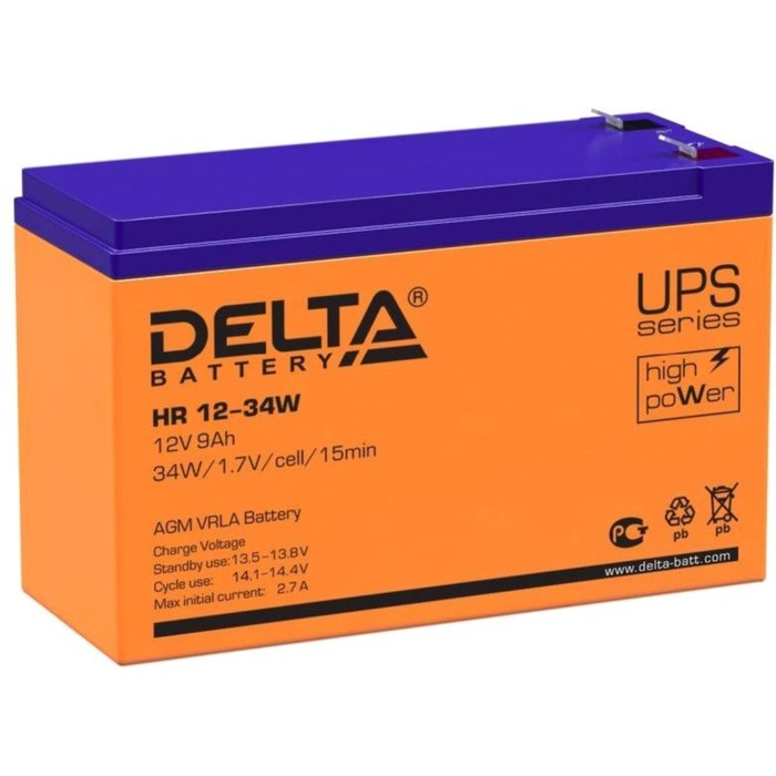 Батарея для ИБП Delta HR 12-34 W, 12 В, 9 Ач - Фото 1