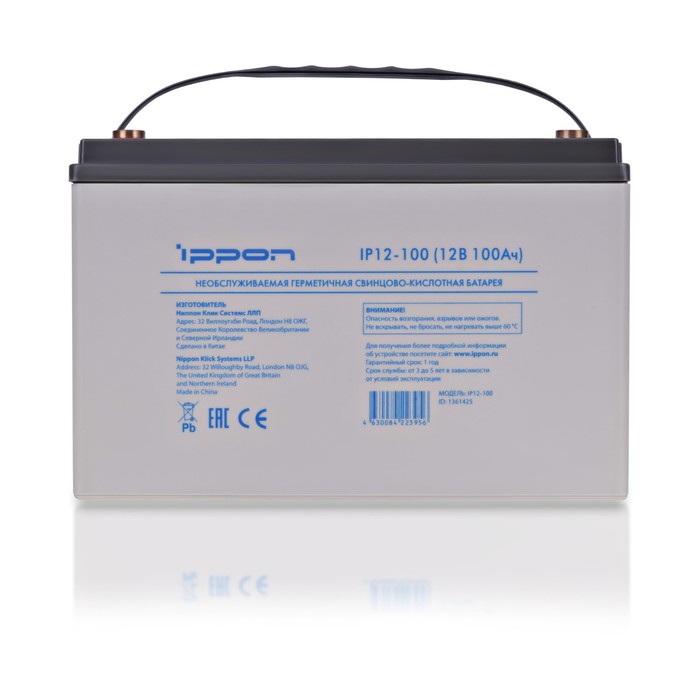 Батарея для ИБП Ippon IP12-100, 12 В, 100 Ач - фото 1882534762