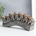 Фигурка полистоун «Семь слонов на бивне с цветами», серебро, 21×4×9.8 см - фото 25748173