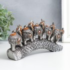 Сувенир полистоун "Пять слонов на бивне с цветами" серебро 20,5х4х11 см - Фото 3