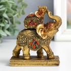 Сувенир полистоун "Слонёнок на слонихе" на подставке бронза 8х4х10 см - фото 292784170