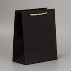 Пакет подарочный, упаковка, «Поздравляю», чёрный крафт, 18 х 23 х 10 см - Фото 3