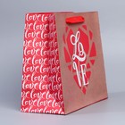 Пакет подарочный крафтовый горизонтальный, упаковка, «Сердце», ML 23 х 27 х 11,5 см - фото 6728560