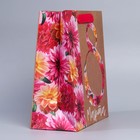 Пакет подарочный крафтовый вертикальный, упаковка, «Цветы», ML 27 х 23 х 11.5 см - Фото 2