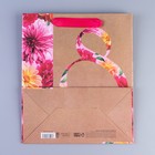 Пакет подарочный крафтовый вертикальный, упаковка, «Цветы», ML 27 х 23 х 11.5 см - Фото 4