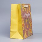 Пакет подарочный крафтовый вертикальный, упаковка, «Мимоза», ML 27 х 23 х 11.5 см - Фото 2