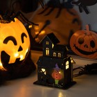 Светодиодная подвеска «Дом с чёрной кошкой» 9 × 12 × 6 см, пластик, батарейки LR1130х3, свечение тёплое белое - фото 6728737