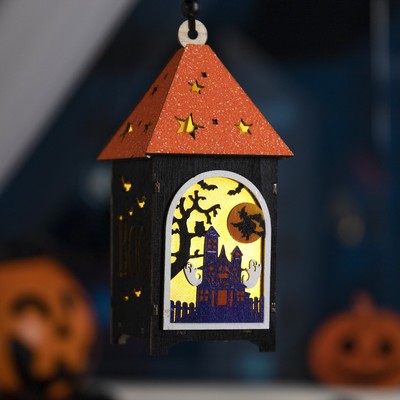 Светодиодная подвеска «Чёрная башня призраков» 6.5×17.5×6.5 см, пластик, батарейки LR1130×3 (в комплекте), свечение тёплое белое